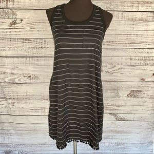SUNDRY Maritime Striped Pom Pom Tank Swing Dress